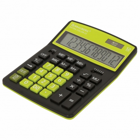 Калькулятор настольный Brauberg EXTRA COLOR-12-BKLG (206x155 мм), 12 разрядов, двойное питание, ЧЕРНО-САЛАТОВЫЙ, 250477 - фото 12