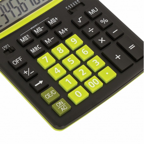 Калькулятор настольный Brauberg EXTRA COLOR-12-BKLG (206x155 мм), 12 разрядов, двойное питание, ЧЕРНО-САЛАТОВЫЙ, 250477 - фото 8