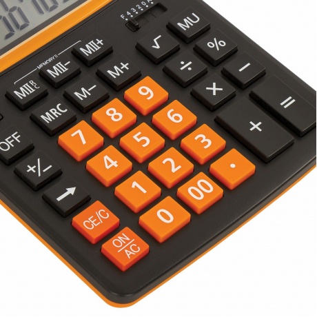 Калькулятор настольный Brauberg EXTRA COLOR-12-BKRG (206x155 мм), 12 разрядов, двойное питание, ЧЕРНО-ОРАНЖЕВЫЙ, 250478 - фото 2