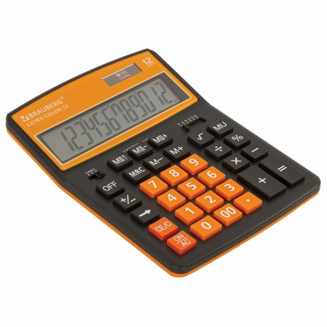 Калькулятор настольный Brauberg EXTRA COLOR-12-BKRG (206x155 мм), 12 разрядов, двойное питание, ЧЕРНО-ОРАНЖЕВЫЙ, 250478 - фото 4