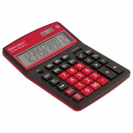 Калькулятор настольный Brauberg EXTRA COLOR-12-BKWR (206x155 мм), 12 разрядов, двойное питание, ЧЕРНО-МАЛИНОВЫЙ, 250479 - фото 2