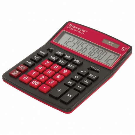 Калькулятор настольный Brauberg EXTRA COLOR-12-BKWR (206x155 мм), 12 разрядов, двойное питание, ЧЕРНО-МАЛИНОВЫЙ, 250479 - фото 12