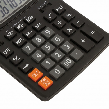 Калькулятор настольный Brauberg EXTRA-12-BK (206x155 мм), 12 разрядов, двойное питание, ЧЕРНЫЙ, 250481 - фото 3