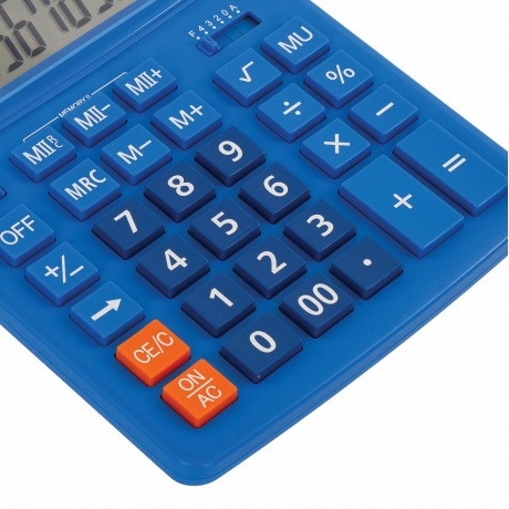 Калькулятор настольный Brauberg EXTRA-12-BU (206x155 мм), 12 разрядов, двойное питание, СИНИЙ, 250482 - фото 4