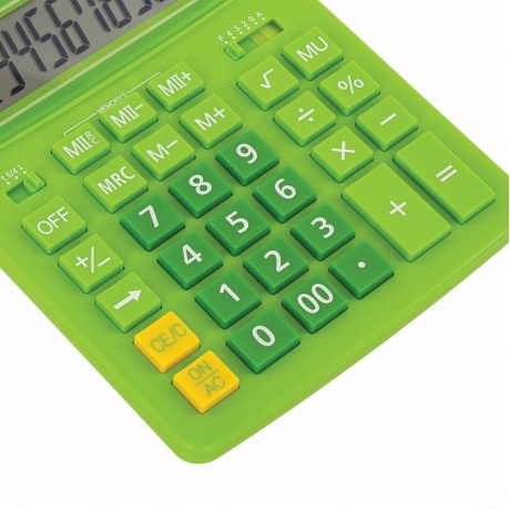 Калькулятор настольный Brauberg EXTRA-12-DG (206x155 мм), 12 разрядов, двойное питание, ЗЕЛЕНЫЙ, 250483 - фото 7
