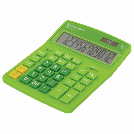 Калькулятор настольный Brauberg EXTRA-12-DG (206x155 мм), 12 разрядов, двойное питание, ЗЕЛЕНЫЙ, 250483 - фото 10