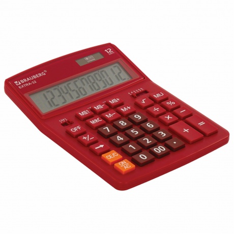 Калькулятор настольный Brauberg EXTRA-12-WR (206x155 мм), 12 разрядов, двойное питание, БОРДОВЫЙ, 250484 - фото 5