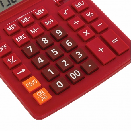 Калькулятор настольный Brauberg EXTRA-12-WR (206x155 мм), 12 разрядов, двойное питание, БОРДОВЫЙ, 250484 - фото 6