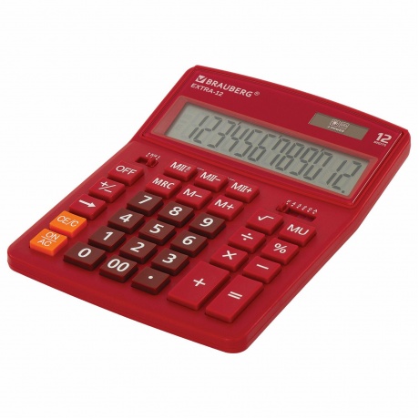 Калькулятор настольный Brauberg EXTRA-12-WR (206x155 мм), 12 разрядов, двойное питание, БОРДОВЫЙ, 250484 - фото 8