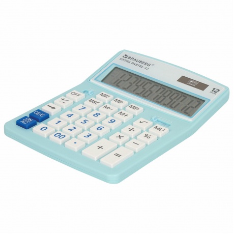 Калькулятор настольный Brauberg EXTRA PASTEL-12-LB (206x155 мм), 12 разрядов, двойное питание, ГОЛУБОЙ, 250486 - фото 12