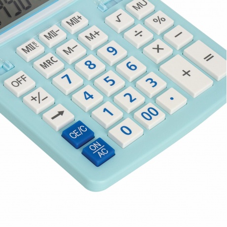 Калькулятор настольный Brauberg EXTRA PASTEL-12-LB (206x155 мм), 12 разрядов, двойное питание, ГОЛУБОЙ, 250486 - фото 7