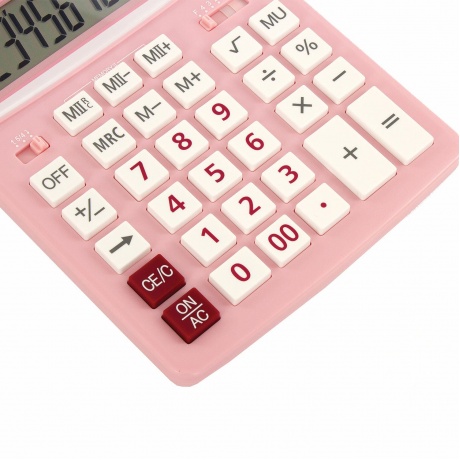 Калькулятор настольный Brauberg EXTRA PASTEL-12-PK (206x155 мм), 12 разрядов, двойное питание, РОЗОВЫЙ, 250487 - фото 3