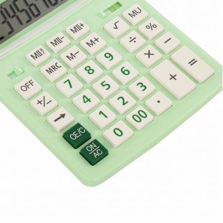 Калькулятор настольный Brauberg EXTRA PASTEL-12-LG (206x155 мм), 12 разрядов, двойное питание, МЯТНЫЙ, 250488 - фото 5
