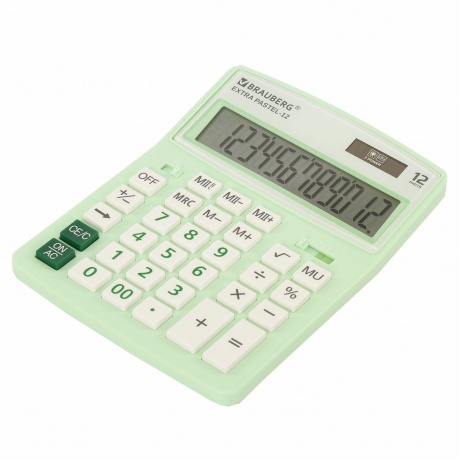 Калькулятор настольный Brauberg EXTRA PASTEL-12-LG (206x155 мм), 12 разрядов, двойное питание, МЯТНЫЙ, 250488 - фото 10