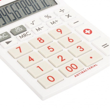 Калькулятор настольный Brauberg ULTRA-12-WAB (192x143 мм), 12 разрядов, двойное питание, антибактериальное покрытие, БЕЛЫЙ, 250506 - фото 4