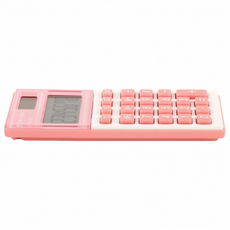 Калькулятор карманный Brauberg PK-608-PK (107x64 мм), 8 разрядов, двойное питание, РОЗОВЫЙ, 250523 - фото 9