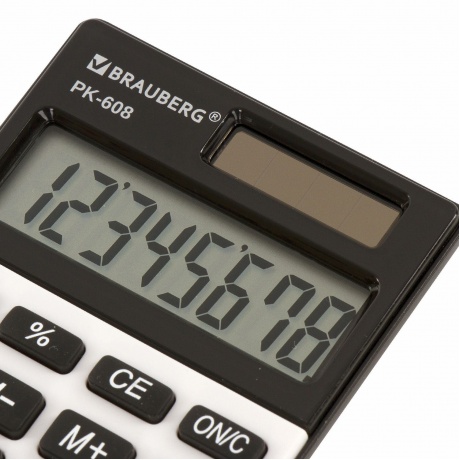 Калькулятор карманный Brauberg PK-608 (107x64 мм), 8 разрядов, двойное питание, СЕРЕБРИСТЫЙ, 250518 - фото 12