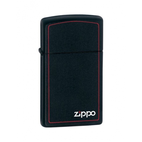 Зажигалка Zippo Slim Black Matte Logo Border (1618ZB) - фото 1