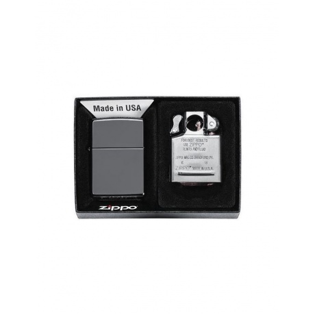Подарочный набор Zippo: ветроустойчивая зажигалка Black Ice + вставной блок для зажигалок для трубок - фото 1