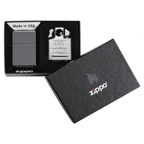 Подарочный набор Zippo: ветроустойчивая зажигалка Black Ice + вставной блок для зажигалок для трубок - фото 2