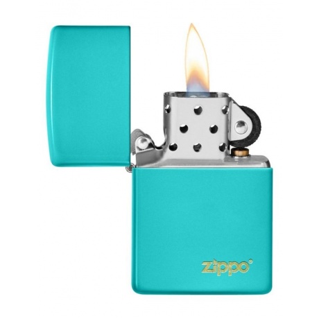 Зажигалка Zippo Classic с покрытием Flat Turquoise, латунь/сталь, бирюзовая, глянцевая, 38x13x57 мм - фото 3