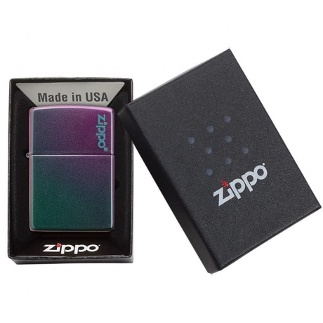 Зажигалка Zippo Classic с покрытием Iridescent, латунь/сталь, фиолетовая, матовая - фото 5
