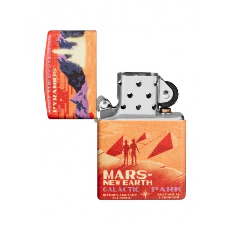 Зажигалка Zippo Mars Design с покрытием 540 Matte, латунь/сталь, красная, матовая, 38x13x57 мм - фото 3