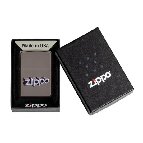Зажигалка Zippo Zippo Design с покрытием Black Ice, латунь/сталь, чёрная, глянцевая, 38x13x57 мм - фото 5