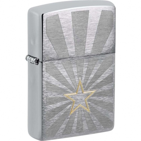 Зажигалка Zippo Star Design с покрытием Brushed Chrome серебристая - фото 1