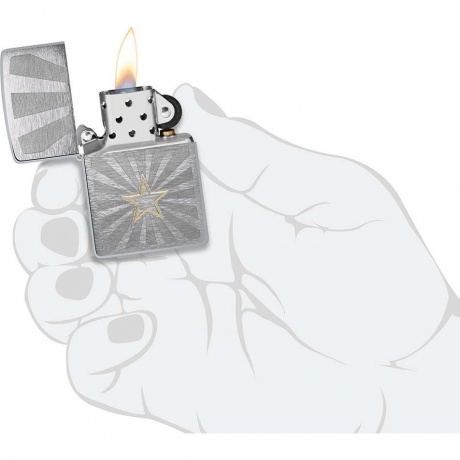 Зажигалка Zippo Star Design с покрытием Brushed Chrome серебристая - фото 5