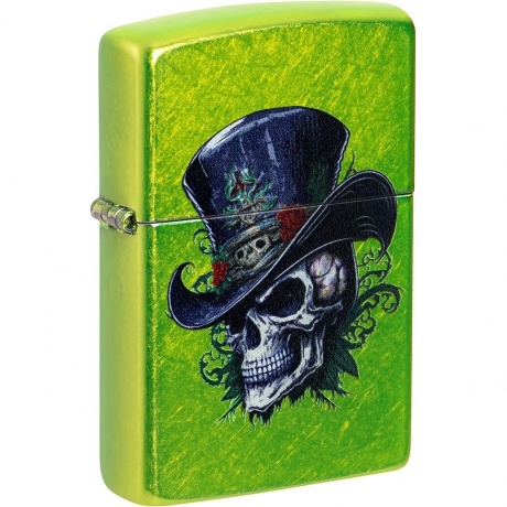 Зажигалка Zippo Steampunk Skeleton с покрытием Lurid зеленая глянцевая - фото 1