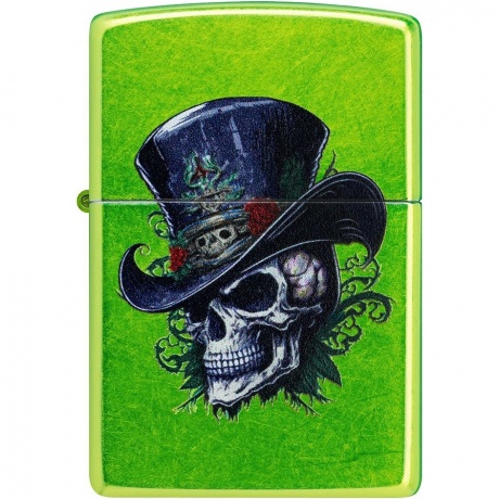 Зажигалка Zippo Steampunk Skeleton с покрытием Lurid зеленая глянцевая - фото 2