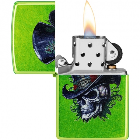 Зажигалка Zippo Steampunk Skeleton с покрытием Lurid зеленая глянцевая - фото 3