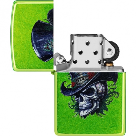 Зажигалка Zippo Steampunk Skeleton с покрытием Lurid зеленая глянцевая - фото 4