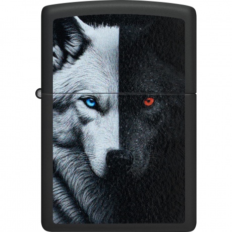 Зажигалка Zippo Two Wolves с покрытием Black Matte черная - фото 2