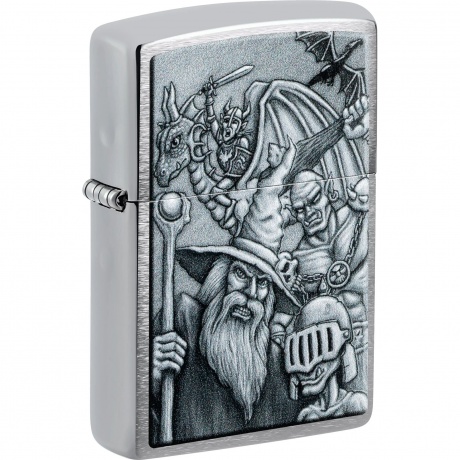 Зажигалка Zippo Мифические существа с покрытием Mystical Beings Design Brushed Chrome