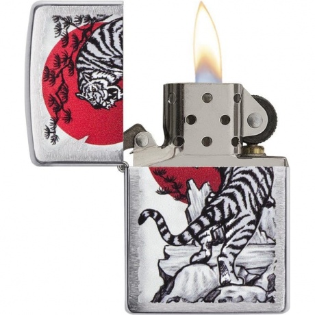 Зажигалка Zippo Asian Tiger с покрытием Brushed Chrome серебристая - фото 2