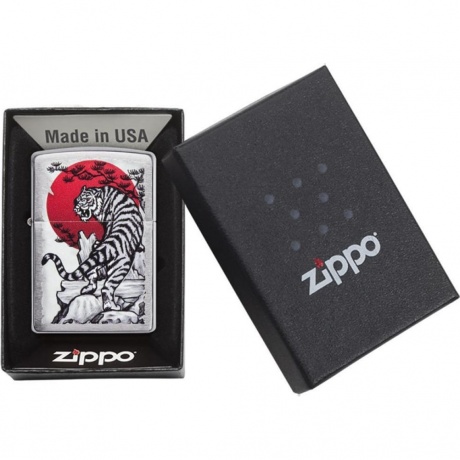 Зажигалка Zippo Asian Tiger с покрытием Brushed Chrome серебристая - фото 4