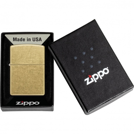 Зажигалка Zippo Classic с покрытием Street Brass золотистая - фото 5