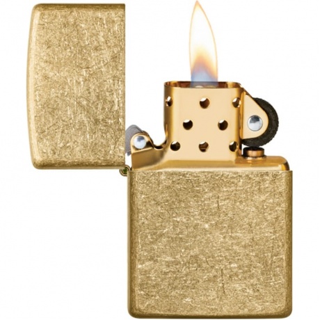 Зажигалка Zippo Classic с покрытием Tumbled Brass золотистая матовая - фото 2