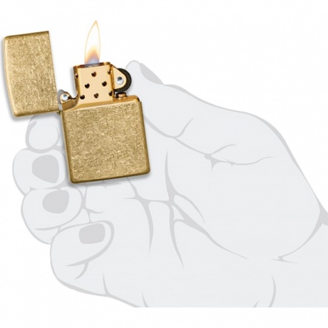 Зажигалка Zippo Classic с покрытием Tumbled Brass золотистая матовая - фото 4