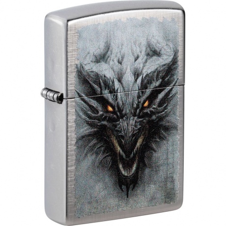 Зажигалка Zippo Dragon Design с покрытием Linen Weave серебристая - фото 1