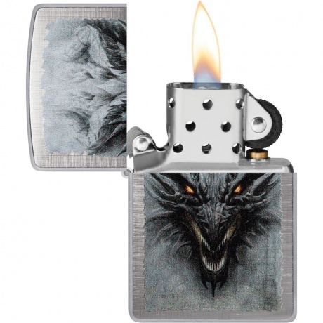 Зажигалка Zippo Dragon Design с покрытием Linen Weave серебристая - фото 3