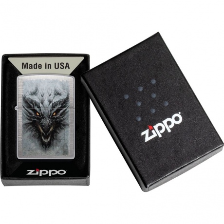 Зажигалка Zippo Dragon Design с покрытием Linen Weave серебристая - фото 6
