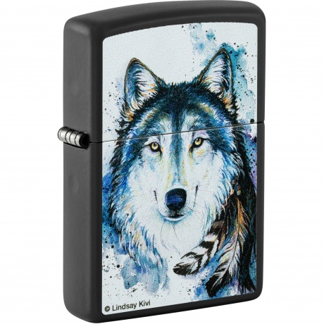 

Зажигалка Zippo Feed the Good Wolf с покрытием Black Matte черная матовая