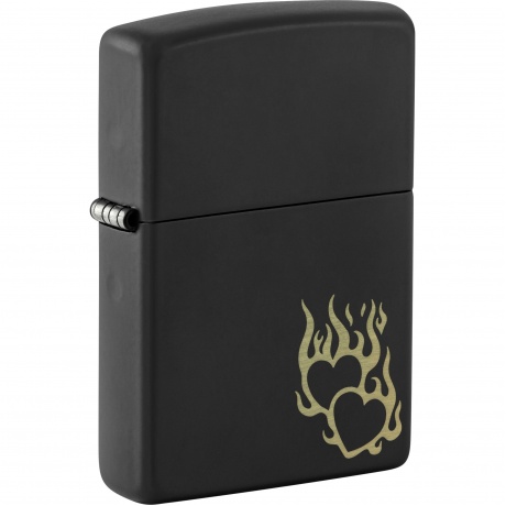 Зажигалка Zippo Fire Heart с покрытием Black Matte черная матовая