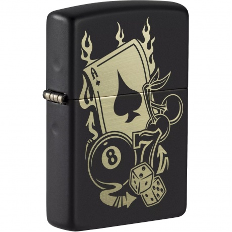 Зажигалка Zippo Gambling Design, покрытие Black Matte чёрная матовая - фото 1