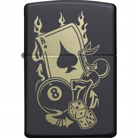 Зажигалка Zippo Gambling Design, покрытие Black Matte чёрная матовая - фото 2