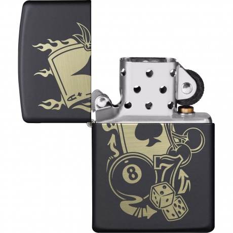 Зажигалка Zippo Gambling Design, покрытие Black Matte чёрная матовая - фото 4