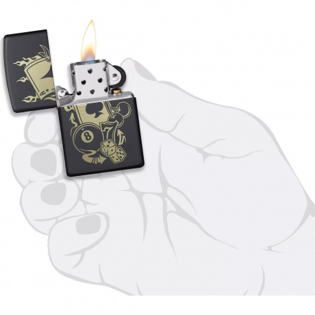 Зажигалка Zippo Gambling Design, покрытие Black Matte чёрная матовая - фото 5